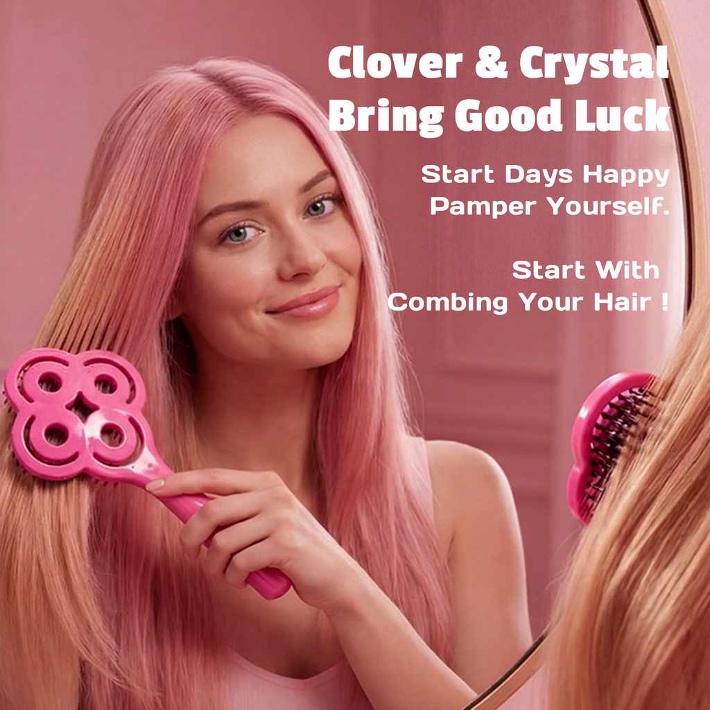 Simetra Lucky Rose Red Hair Brush Comb with Boar Bristles & 3 Crystal Colors