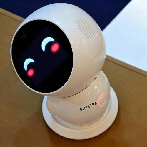 SIMETRA Interactive Smart Robot with Dynamic Expression LED Screen, Rechargeable Desktop Companion