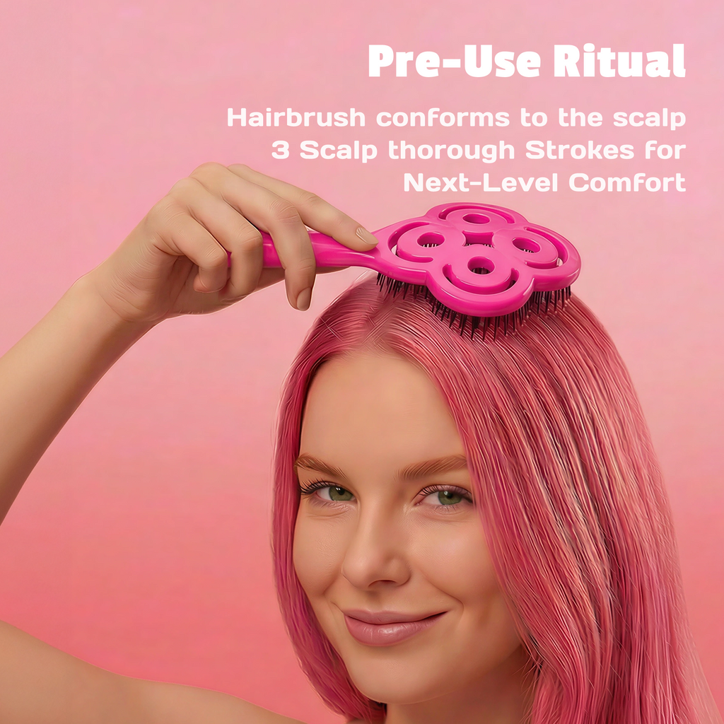 Simetra Lucky Rose Red Hair Brush Comb with Boar Bristles & 3 Crystal Colors