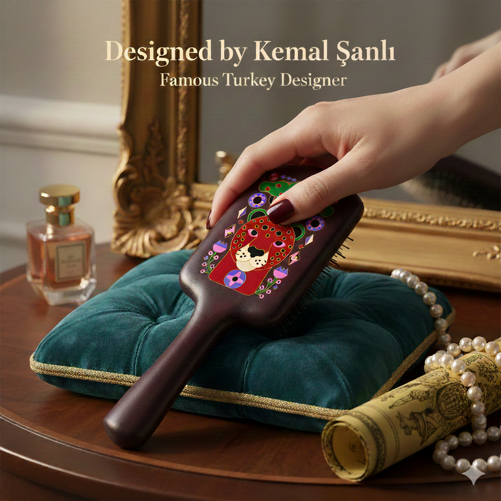 Kemal Şanli X Simetra Miracle Wooden Paddle Hair Brush Comb | Artisan Sandalwood Massager