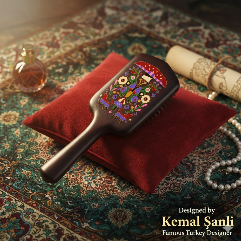 Kemal Şanli X Simetra Miracle Wooden Paddle Hair Brush Comb | Artisan Sandalwood Massager